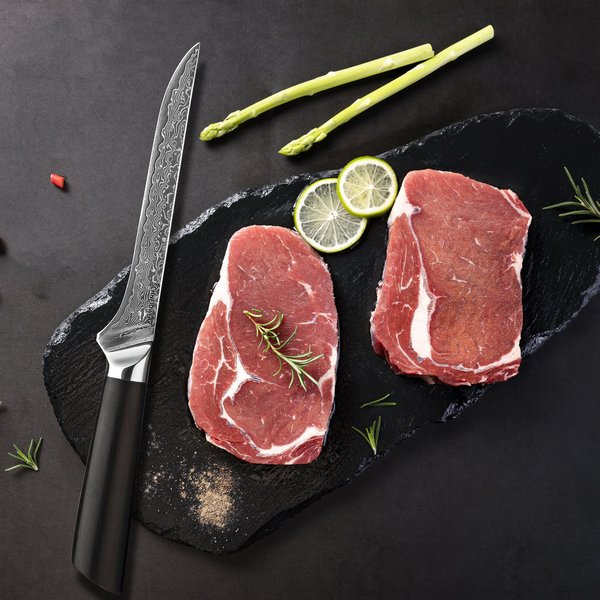 Filetier-Messer Damaststahl Premium Ebenholz