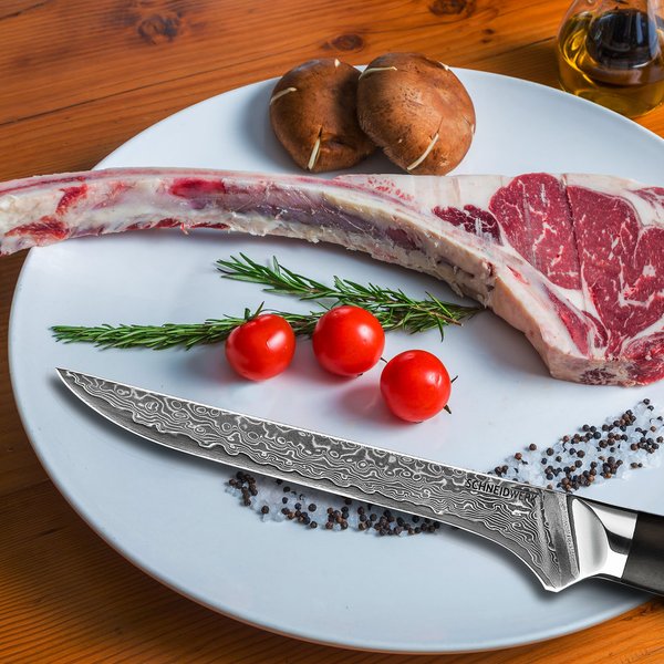 Filetier-Messer Damaststahl Premium Ebenholz
