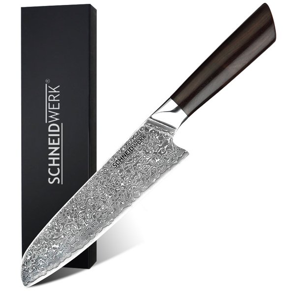 Santoku-Messer Damaststahl Premium Ebenholz
