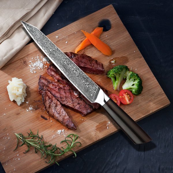 Fleisch-Messer Damaststahl Premium Ebenholz